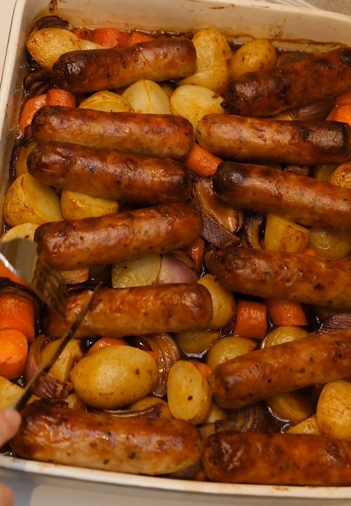 Smoky BBQ Gravy Sausage & Veg Tray Bake - Flava It
